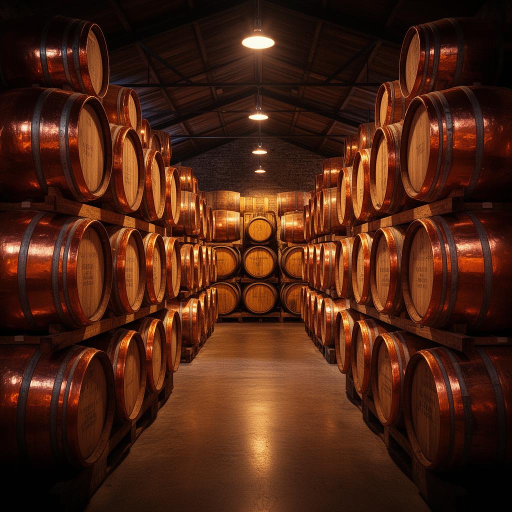 Colourful whisky cask warehouse representing tangible alternative assets