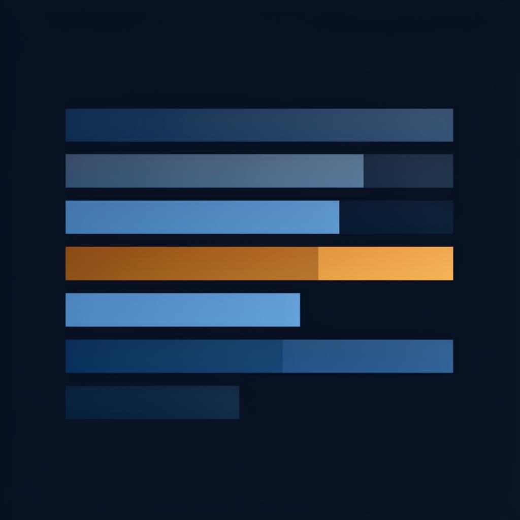 Editorial yield bars in graduating blue with one amber highlight